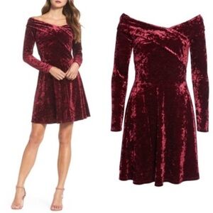 Chelsea28 Velour Fit & Flare Dress Women Long Sleeve Slip On Size XXL, 2XL NEW